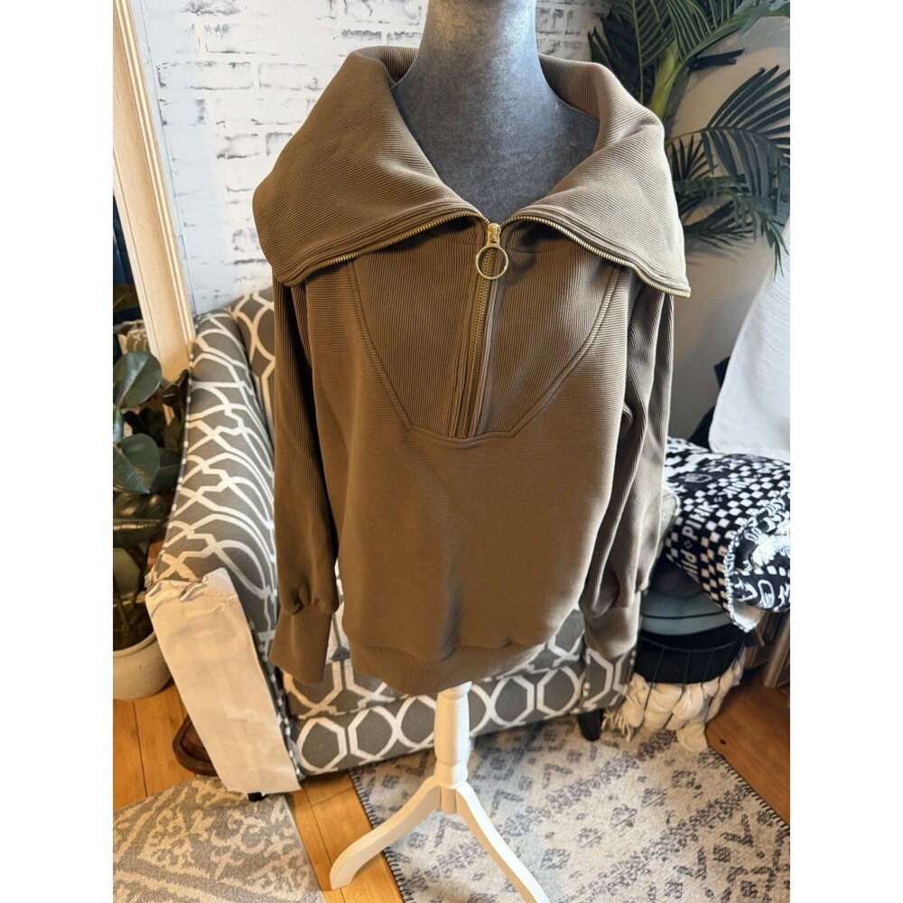 Varley Vine Half Zip Pullover Sweater /Size Medium/Brown/Revolve.